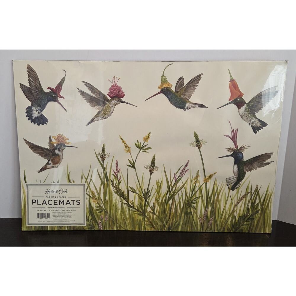 Hester and Cook Hummingbird Paper Placemats Pack Of 24 12x18 New